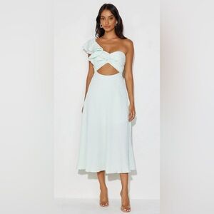 MYSTERY LOVER ONE SHOULDER MAXI DRESS SAGE